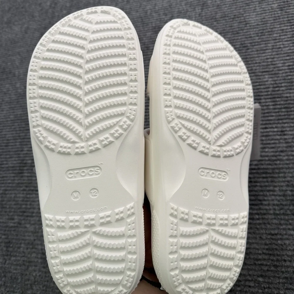 Crocs Classic Two-Strap Slide Sandals Solid White Men's Size 12 New With Tags